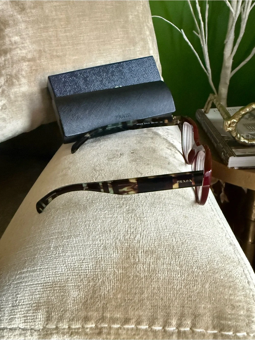 Prada VPR 21S USH 101 Burgundy Red Tortoise Eyeglass Frames 51-19-140 w/Box/Cas